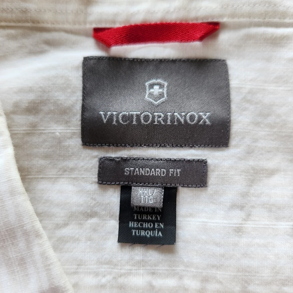 Victorinox Stripe Long Sleeve Shirt Cream White Button Front, Men's Size XXL 2XL - Picture 6 of 10